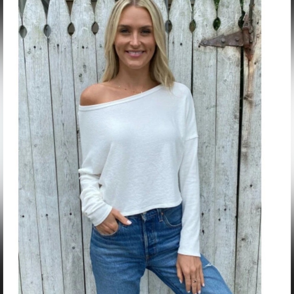 NWT Six/Fifty High Hopes Top Ivory Cropped Long Sleeve Medium and Large